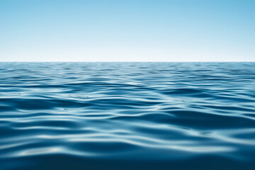 Fototapeta premium calm sea under a blue sky at sunrise. waterline. sea water surface. mockup. copy space. minimalistic bacground