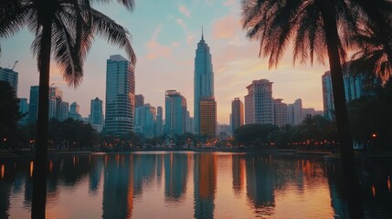 Urban Reflections at Golden Hour with Soft Colors
