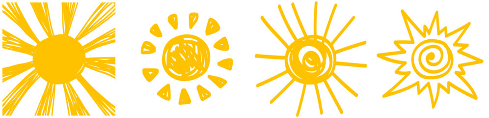 Yellow sun set. Hand drawin sketch