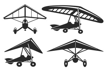 set of Hang glider  Silhouette vector illustration