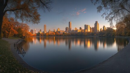 Urban Reflections in Golden Hour Light