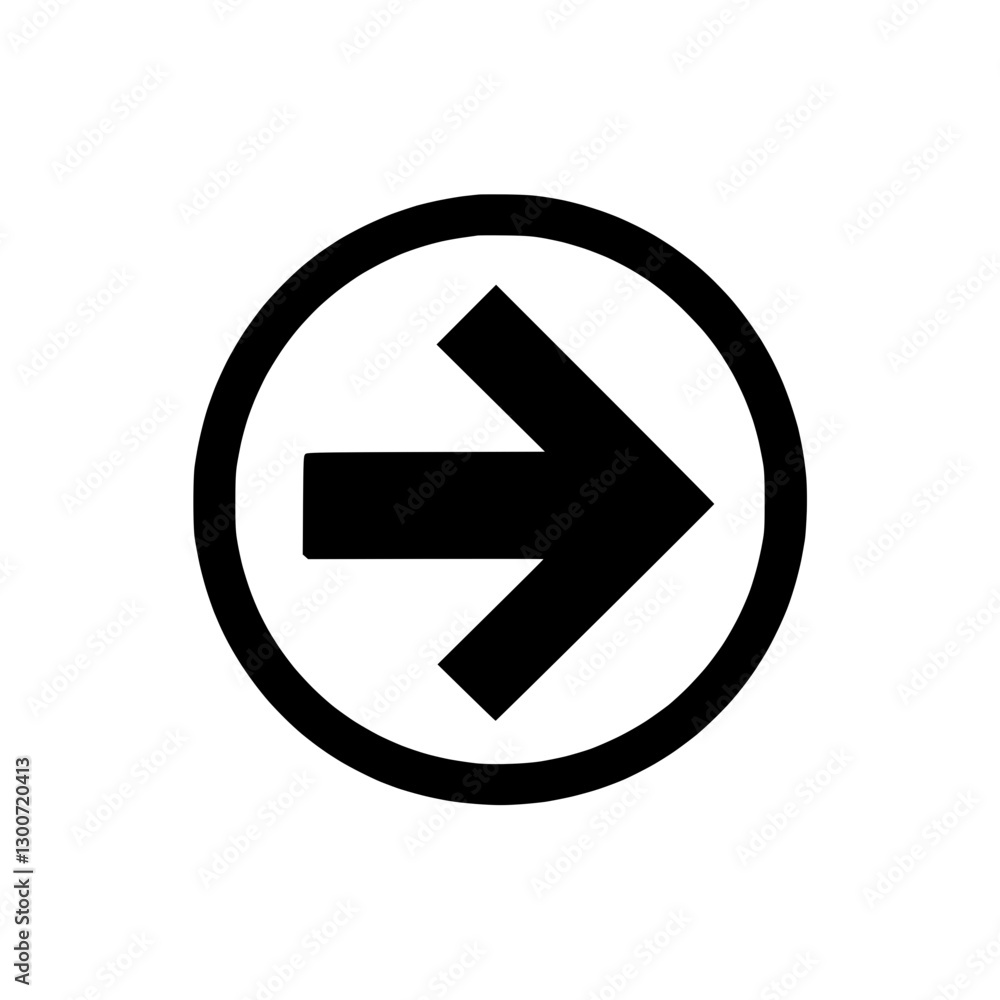 Poster right arrow icon representing direction and movement in minimalist design style