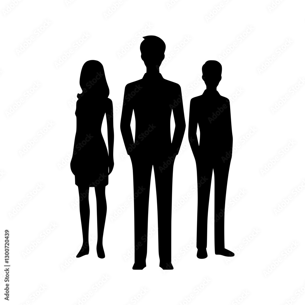 Poster diverse team icon featuring three individuals representing collaboration and inclusivity in minimali