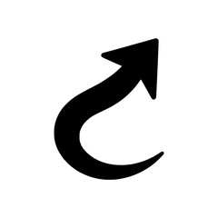 Curved upward arrow icon representing direction and movement in minimalist design style