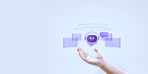 A hand showing technology, generative ai, artificial intelligence, cyber security, digital...