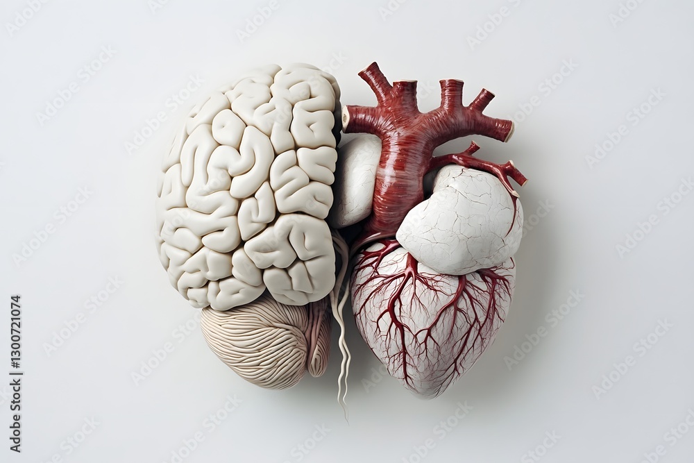Poster the intertwined brain and heart a conceptual of intellect and emotion