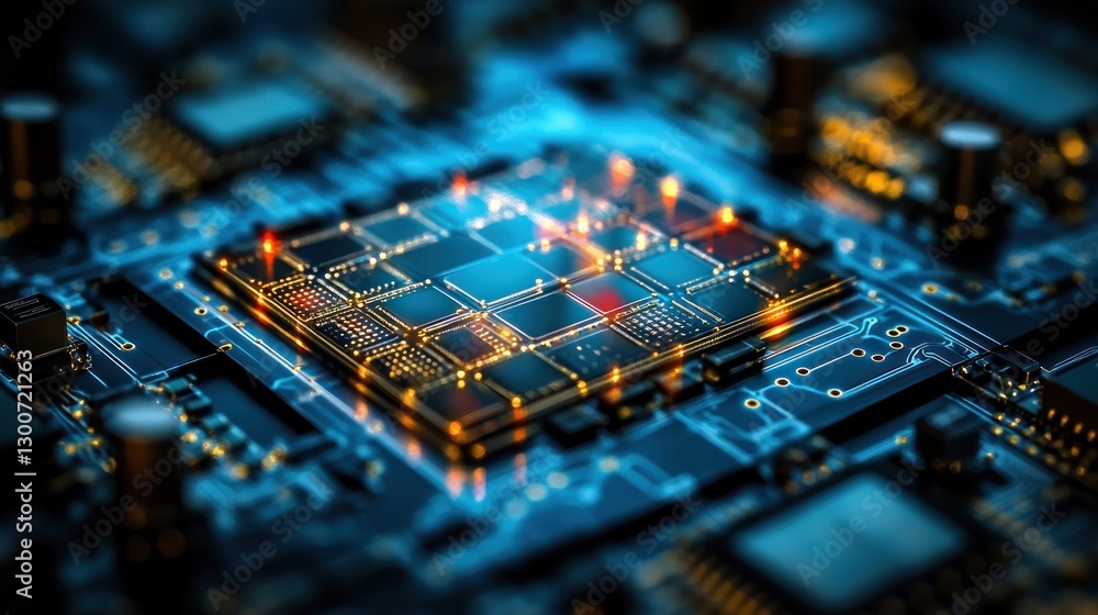 Aufkleber illuminated microchip: a close-up view of advanced technology