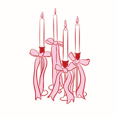 Hand drawn wedding candle with bow vector. Hand drawn whimsical wedding element vector