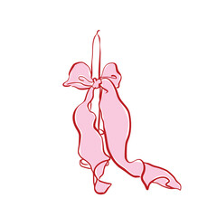 Hand drawn wedding candle with large bow vector. hand drawn whimsical bachelorette party