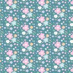 Cute spring floral seamless pattern background. Tiny flowers pattern vector