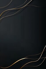 Elegant Dark Background with Golden Wavy Lines Abstract Design for Luxury Branding