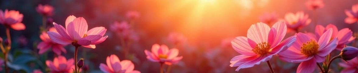 Obraz premium Intricate bloom, sun-kissed palette, fluid lines, card, warm color