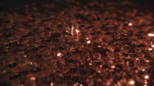 "Copper Sequins Glittering Texture with Shimmering Metallic Shine"

