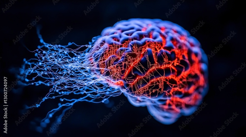 Poster digital brain overload abstract neural network data streams information technology