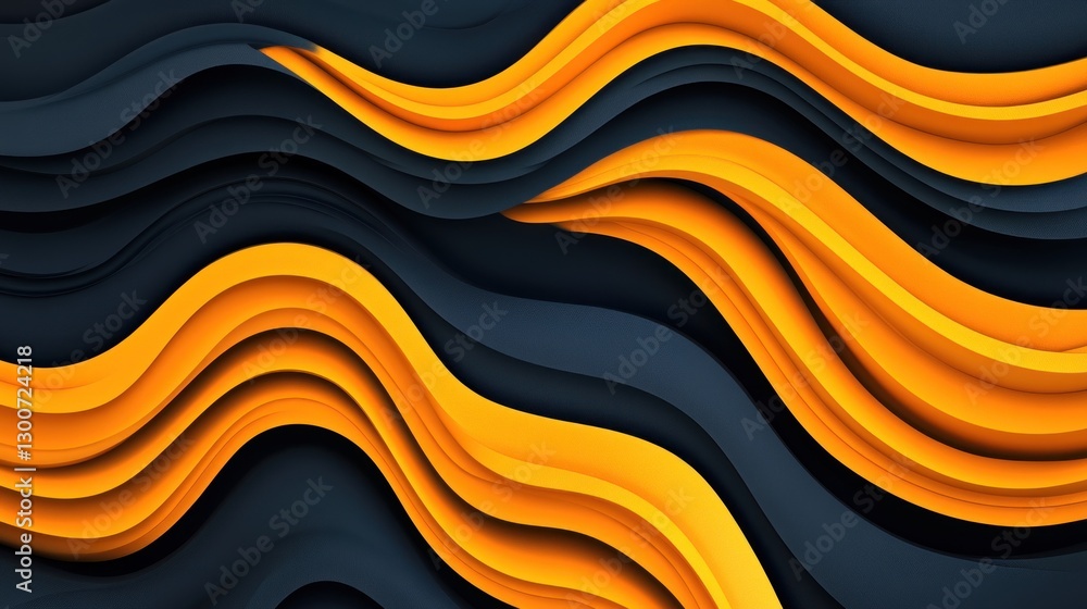 Poster abstract wave pattern: dynamic orange and black swirls