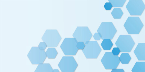 Geometric technology sky blue color hexagon background. Abstract vector illustration Science technology and medical concept hexagon on transparent background.