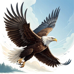 a-sleek-eagle-soaring-with-wings-fully-extended