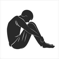 Sad Sit Silhouette vector illustration