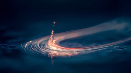 Abstract Water Ripple Light Trails  Dark Blue  Red  Orange  Motion  Energy