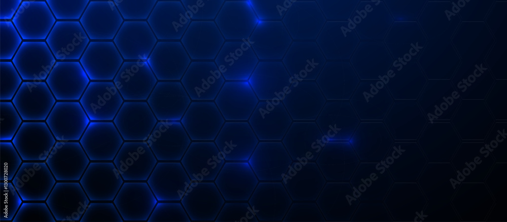 Poster futuristic glowing blue hexagonal pattern background