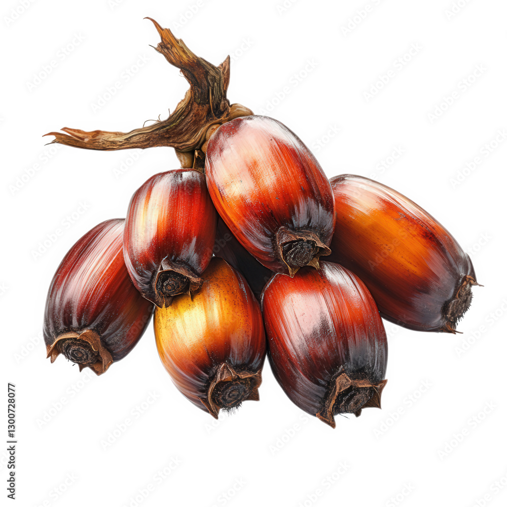 Poster cluster of ripe. reddish-brown bananas. showcasing their unique shape and color variations the banan