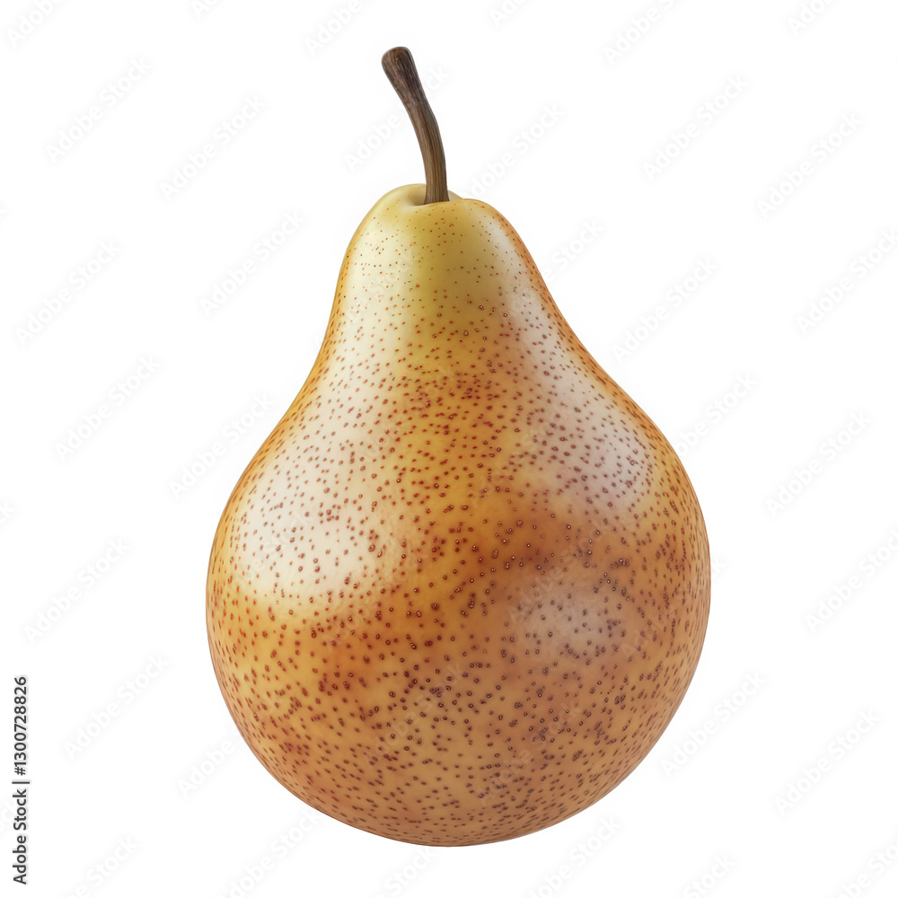 Poster realistic rendering of a pear. showcasing its smooth. speckled skin and distinct shape. highlighting