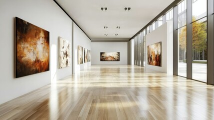 Fototapeta premium Explore a collection of exquisite art pieces showcased in a sleek environment.