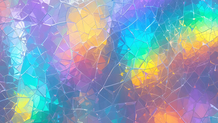 Colorful Cracked Glass Texture &ndash; Vibrant Abstract Background.