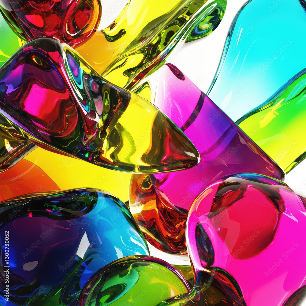 Poster glass abstractions with play of light create the effect of chromatic dispersion