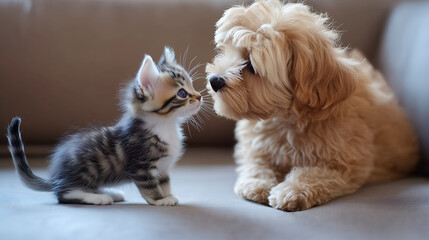 Obraz premium cat and puppy