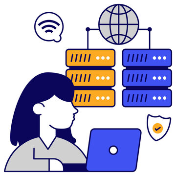 A flat icon design of global server