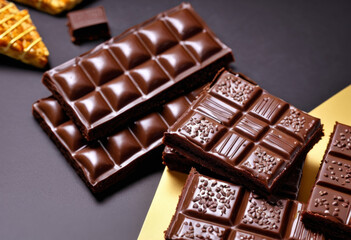 Obraz premium Chocolate bars and brownies on the table