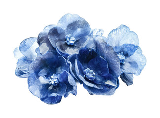 Fototapeta premium Beautiful blue floral arrangement featuring delicate petals and vibrant blooms for decorative purposes and special occasions, cut out