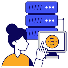 Creative design icon of bitcoin server