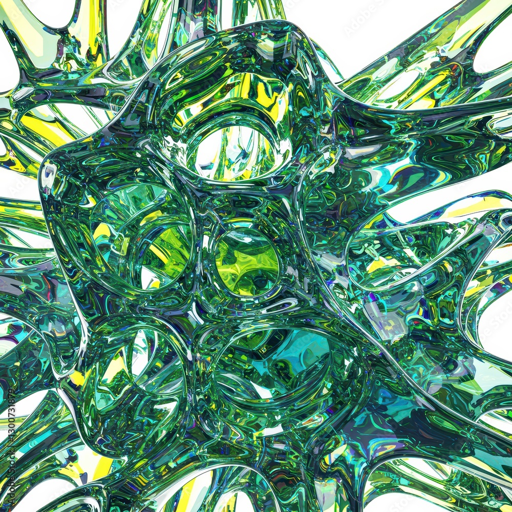 Poster glass abstractions with play of light create the effect of chromatic dispersion