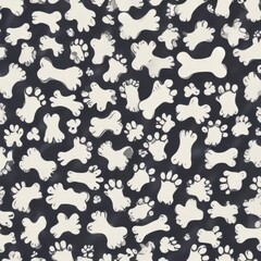 Naklejka premium Dog bone vector dog paw doodle seamless pattern isolated wallpaper background, seamless pattern, home decor