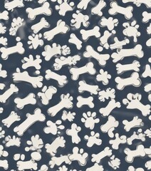 Dog Bone Vector Paw Doodle Seamless Wallpaper, dog doodle pattern, paw print design