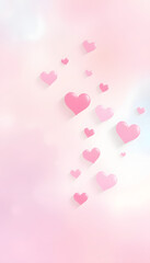 Obraz premium Abstract pastel background with hearts - concept Mother's Day, Valentine's Day, Birthday , Christmas - spring colors, digital art. with white shades