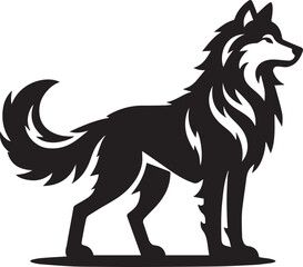 Obraz premium wolf vector illustration, wolf clipart vector, wolf silhouette logo vector, wolf vector black and white background full body