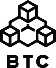Obraz premium Minimal geometric crypto logo with BTC wording