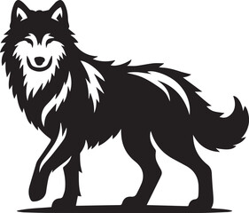 Obraz premium wolf vector illustration, wolf clipart vector, wolf silhouette logo vector, wolf vector black and white background full body