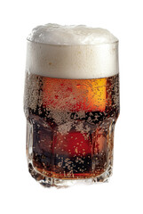 Refreshing beverage served in a glass filled with bubbles and froth enjoyed on a hot summer afternoon, cut out