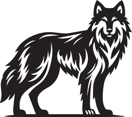 wolf vector illustration, wolf clipart vector, wolf silhouette logo vector, wolf vector black and white background full body