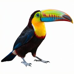 Fototapeta premium Colorful Toucan with Vibrant Beak Isolated on White Background.