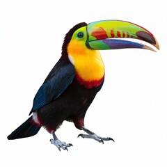Obraz premium Colorful Toucan with Vibrant Beak Isolated on White Background.