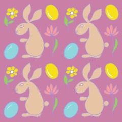 easter seamless pattern with rabbits rabbit, bunny, easter, animal, vector, cartoon, card, illustration, baby, design, egg, hare, cute, happy, holiday, pet, toy, love
