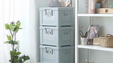 storage box with accessories on a white shelf, fitting into various home decor styles while maintaining organization. Lockable box, accessories, white shelf, home decor, organization, tidy, 
