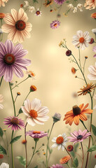 Seamless wallpaper with wild flowers, Diffused lighting. with white shades