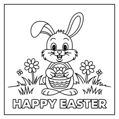 Fototapeta premium Retro Easter Bold and Easy Coloring Book for Kids and Adults