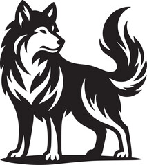 Obraz premium wolf vector illustration, wolf clipart vector, wolf silhouette logo vector, wolf vector black and white background full body